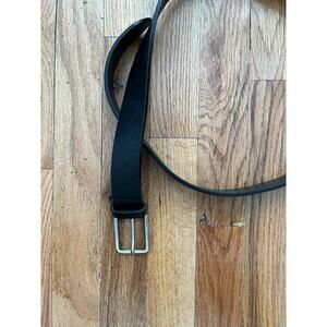 ZARA MAN Black Leather Belt Made in Italy Silver Tone Buckle Mens SZ 34 / 100cm